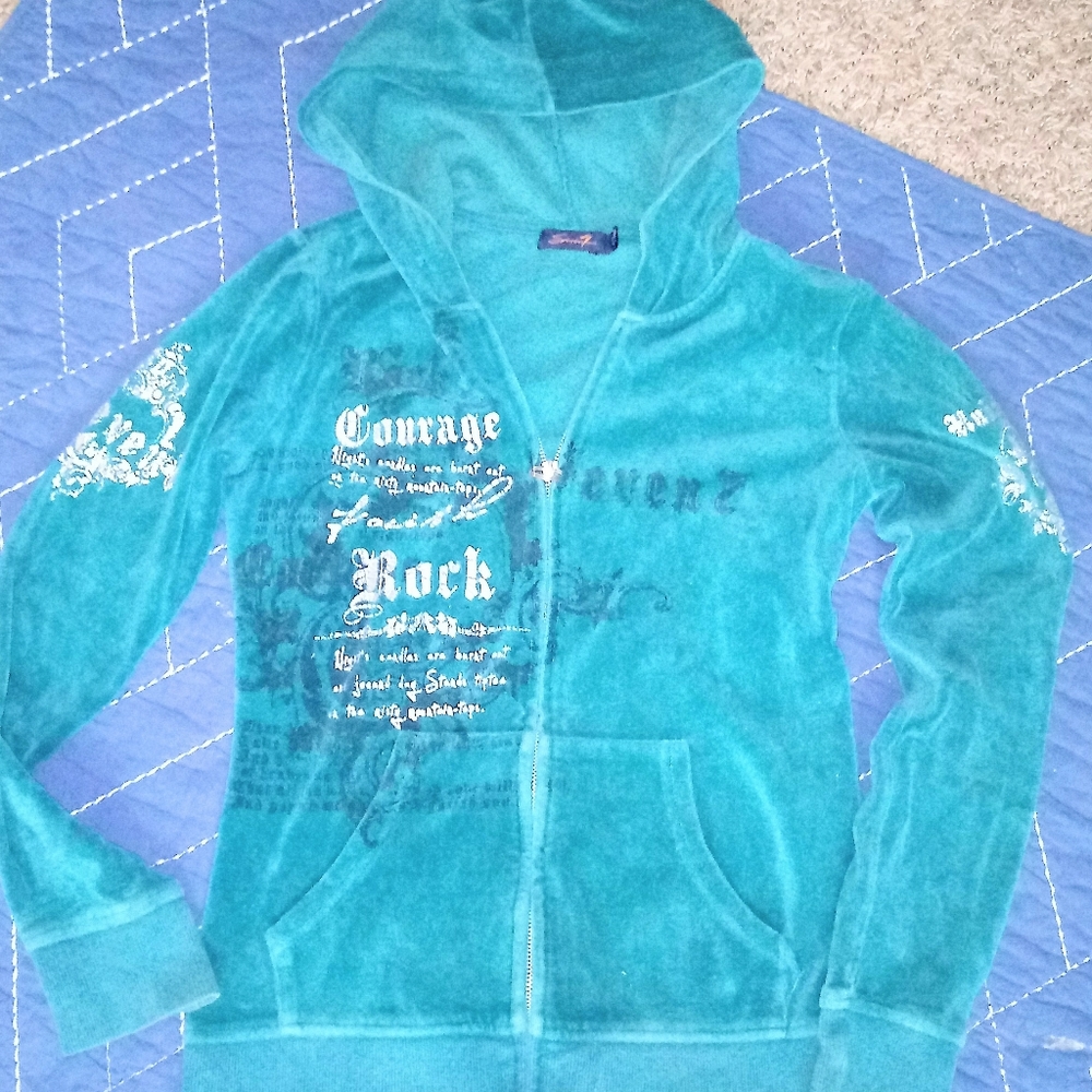 (EUC) Seven velour zip-up hoodie small